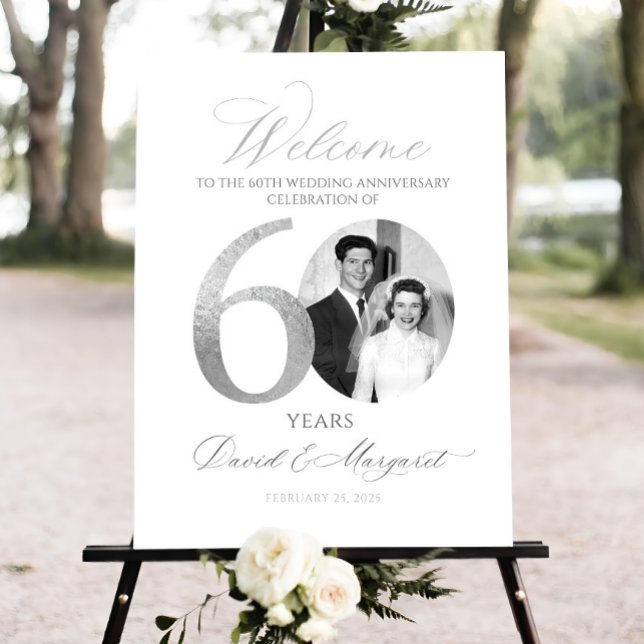 Photo Anniversary Welcome sign, 60th Wedding Anniv Foam Board (Creator Uploaded)