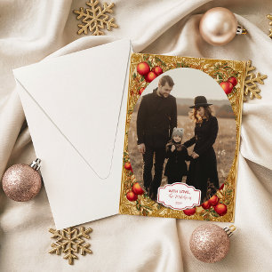 Photo Antique Winter Berry Celebration Holiday Card