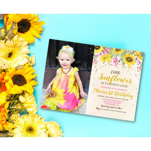 PHOTOANY AGE _ Sunflower Birthday Invitation