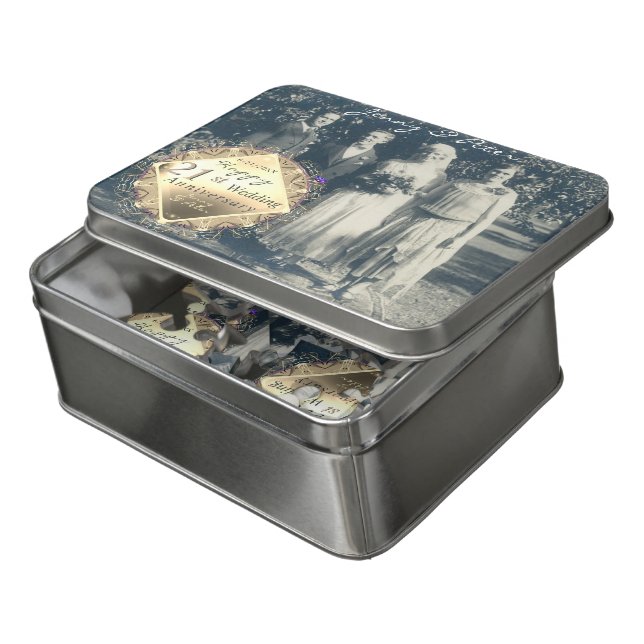Photo/Any Event Wedding Anniversary/ Brass& Iolite Jigsaw Puzzle (Lid Open)