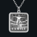 *~* PHOTO AP42 FAMILY Picture Glitter Silver Plated Necklace<br><div class="desc">SQUARE NECKLACE Picture Jewelry Photo Jewelry - Black GLITTER and White Block Letters (search id AP42 for similar designs on various products ) Transfer to preferred Zazzle products or other jewelry items. * Energetically Enhanced remembrance Keepsake memories memory family. Upload your family picture. Right now the text reads "FAMILY" A...</div>