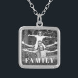 *~* PHOTO AP42 FAMILY Picture Glitter Silver Plated Necklace<br><div class="desc">SQUARE NECKLACE Picture Jewelry Photo Jewelry - Black GLITTER and White Block Letters (search id AP42 for similar designs on various products ) Transfer to preferred Zazzle products or other jewelry items. * Energetically Enhanced remembrance Keepsake memories memory family. Upload your family picture. Right now the text reads "FAMILY" A...</div>