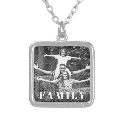 *~* PHOTO AP42 FAMILY Picture Glitter Silver Plated Necklace