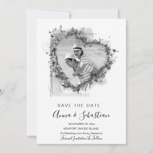 *~* PHOTO AR6 WEDDING Heart SAVE the DATE QR   Invitation