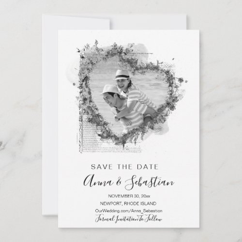  PHOTO AR6 WEDDING Heart SAVE the DATE QR   Invitation