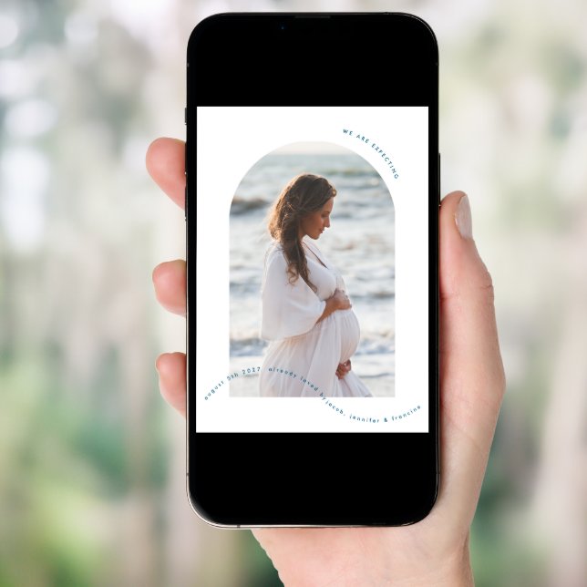 photo arch baby blue pregnancy announcement (Front Digital)