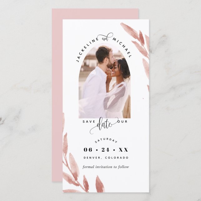 Photo Arch, Blush Wedding Save The Date Bookmark (Front/Back)