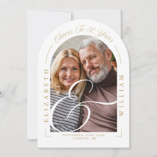 Photo Arch Calligraphy 50th Wedding Anniversary Invitation