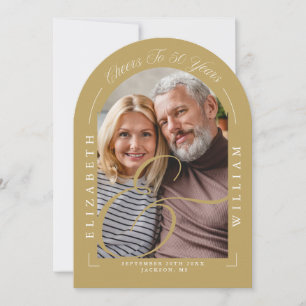 Photo Arch Calligraphy 50th Wedding Anniversary Invitation