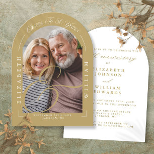 Photo Arch Calligraphy 50th Wedding Anniversary Invitation