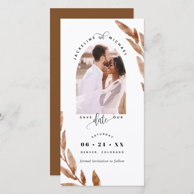 Photo Arch, Copper Wedding Save the Date Bookmark (Front/Back)