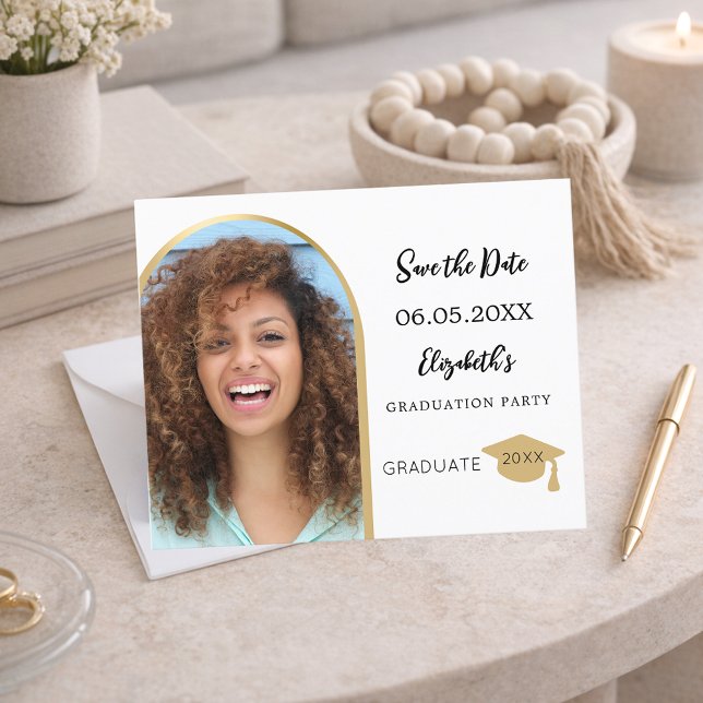 Photo arch gold Graduation Party Save the Date Flyer (Creator Uploaded)