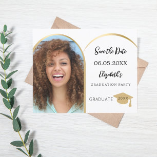 Photo arch gold Graduation Save the Date card