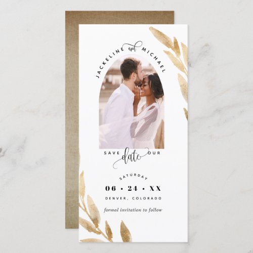 Photo Arch Gold Wedding Save the Date Bookmark