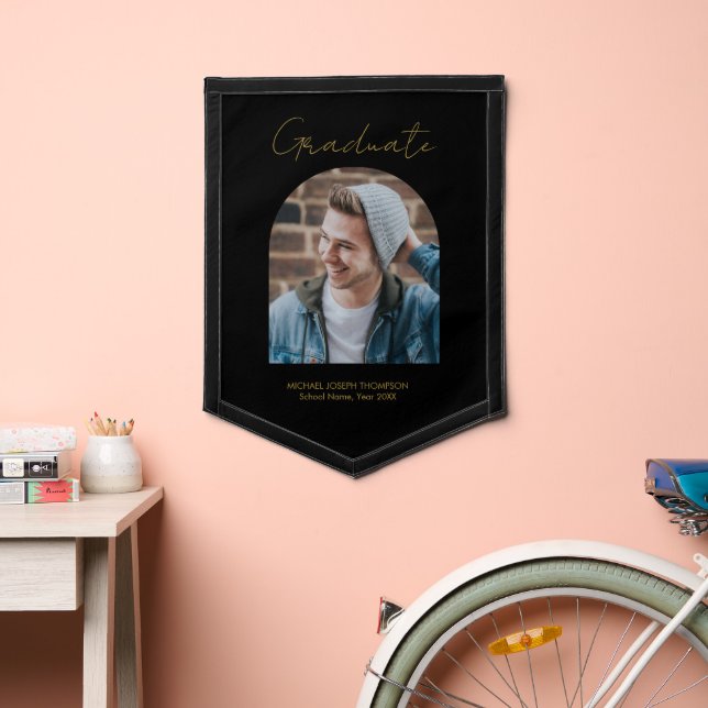Photo Arch Graduation Black Gold Announcement  Pennant (Insitu 2)