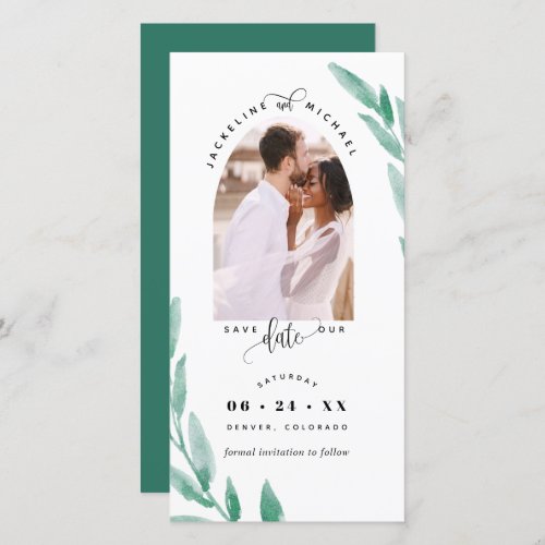 Photo Arch Green Wedding Save The Date Bookmark