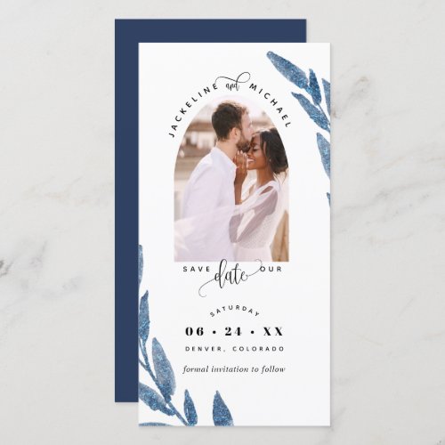Photo Arch Navy Wedding Save The Date Bookmark