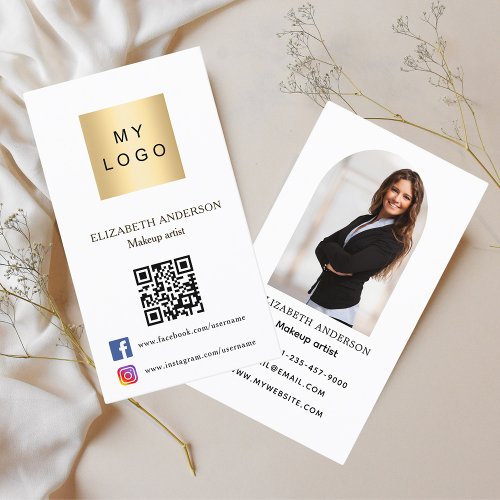 Photo arch Qr code social media brand color Business Card