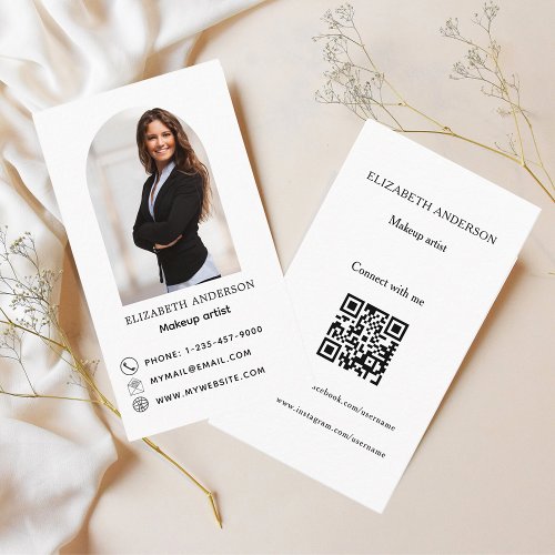 Photo arch Qr code social media brand color Business Card