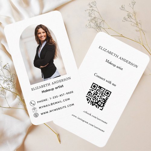 Photo arch Qr code social media brand color Business Card