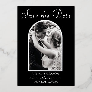 Photo Arch Save the Date White Text Real Foil Invitation
