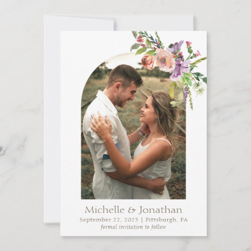Photo Arch Trendy Sage Green Boho Flowers Wedding Save The Date