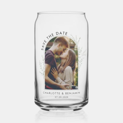 Photo Arch Wedding Keepsake Save the Date Can Glass