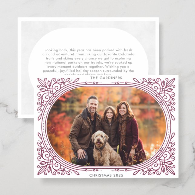 Photo Art Deco Christmas Letterpress Card (Front/Back)