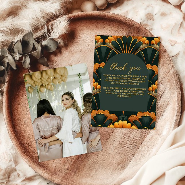 Photo Art Deco Roaring 20s Bridal Shower Thank You Card (Creator Uploaded)