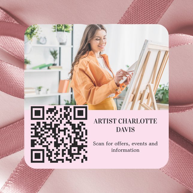 Photo artist designer QR code business Square Sticker (Creator Uploaded)