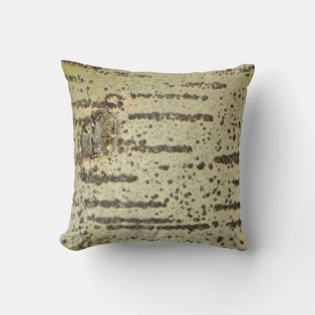 Photo aspen bark Warm grey Outdoor or indoor Throw Pillow (Front)