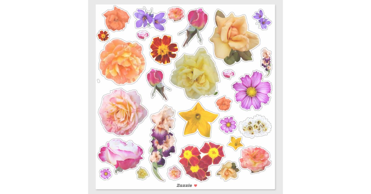 Photo Assortment Colorful Flowers Custom Stickers | Zazzle