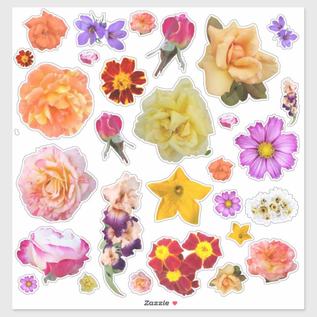 Photo Assortment Colorful Flowers Custom Stickers (Sheet)