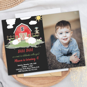 Photo Baa Baa Red House Farm Birthday Invitations