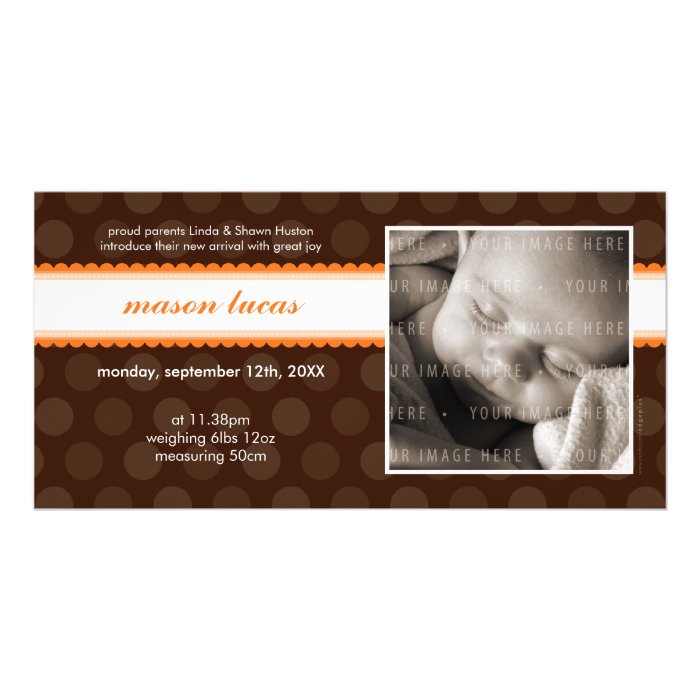 PHOTO BABY ANNOUNCEMENT  chocolate drop 5 Custom Photo Card