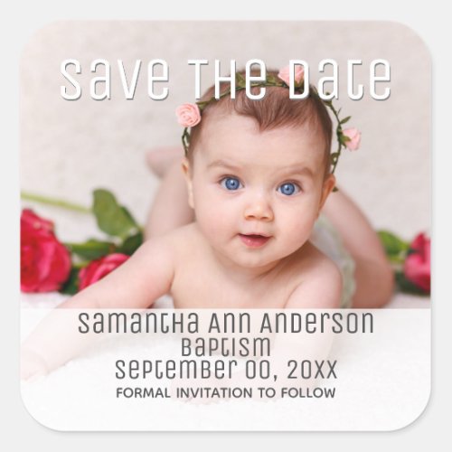 Photo baby announcement DIY save the date Square Sticker