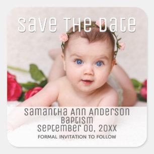 Photo baby announcement DIY save the date Square Sticker