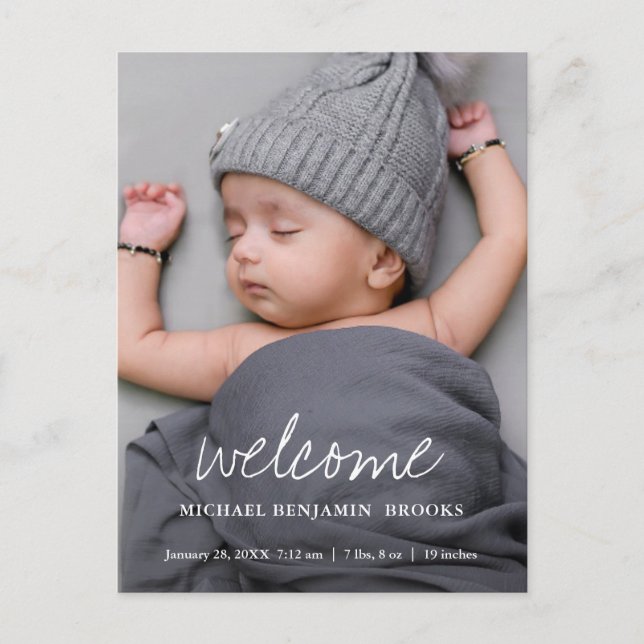 Photo Baby Arrival Announcement Postcard (Front)