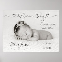 Photo Baby Birth Statistic Announcement Poster