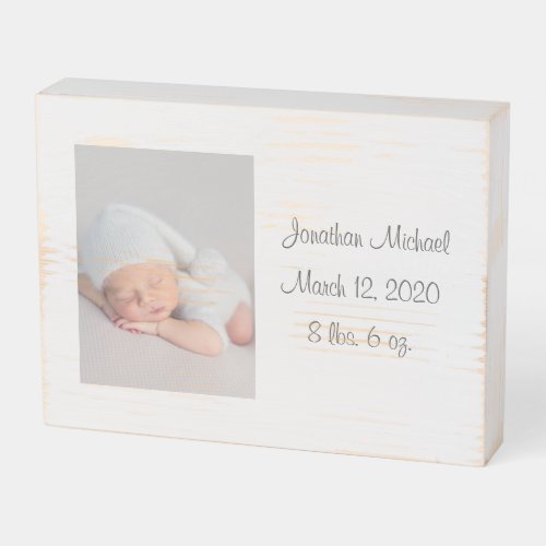 Photo Baby BoyGirl Birth Announcement Wooden Box Sign