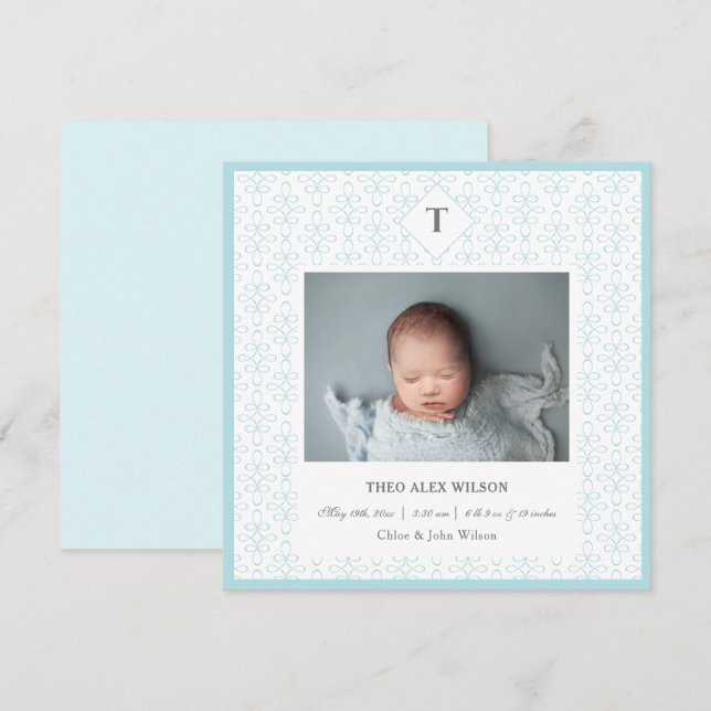 Photo Baby Boy Name Birth Announcement (Front/Back)