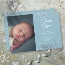Photo Baby Boy Script Thank You Love Hearts Birth Announcement
