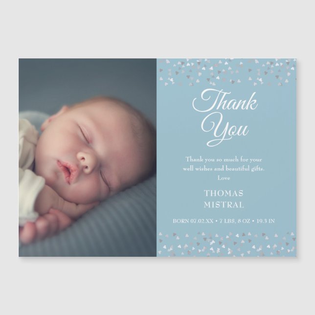 Photo Baby Boy Thank You Birth Announcement (Front)