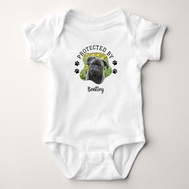 Photo Baby Clothes Protected By Dog Personalized Baby Bodysuit (Front)