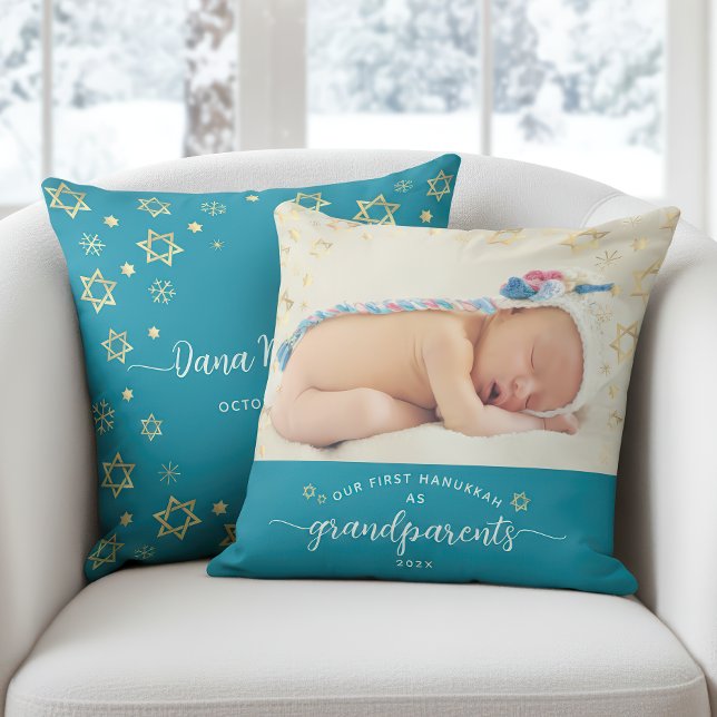 Photo Baby First Hanukkah Grandparents Star David Throw Pillow (Creator Uploaded)