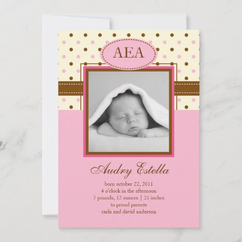 Photo Baby Girl Birth Announcement