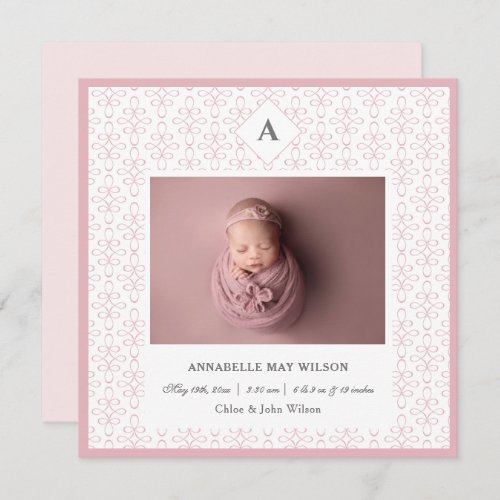 Photo Baby Girl Name Birth Announcement