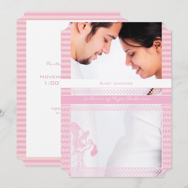 Photo Baby Girl Shower Invitations (Front/Back)