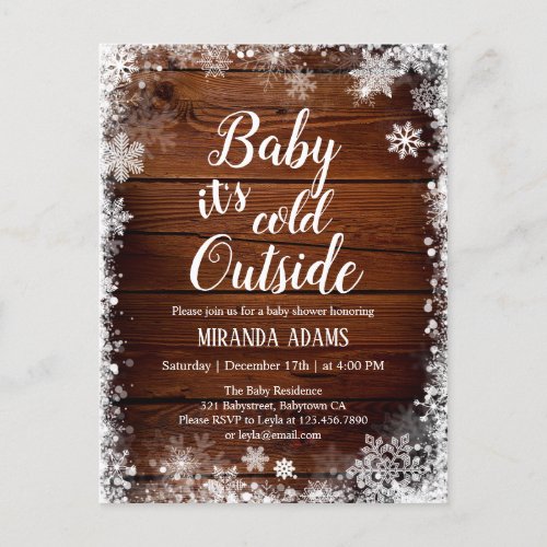 Photo Baby its cold outside Winter  Baby Shower Invitation Postcard