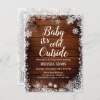 Photo Baby it's cold outside Winter  Baby Shower Invitation Postcard